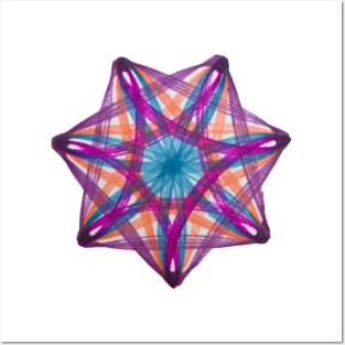 Spirograph Seven-Point Purple Orange Blue Pink Pattern Posters and Art